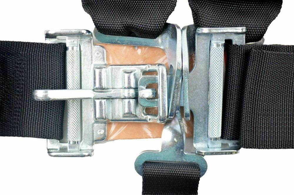 HANS RACING HARNESS 5 POINT BLACK SFI 16.1 LATCH & LINK PULL UP LAP BELTS