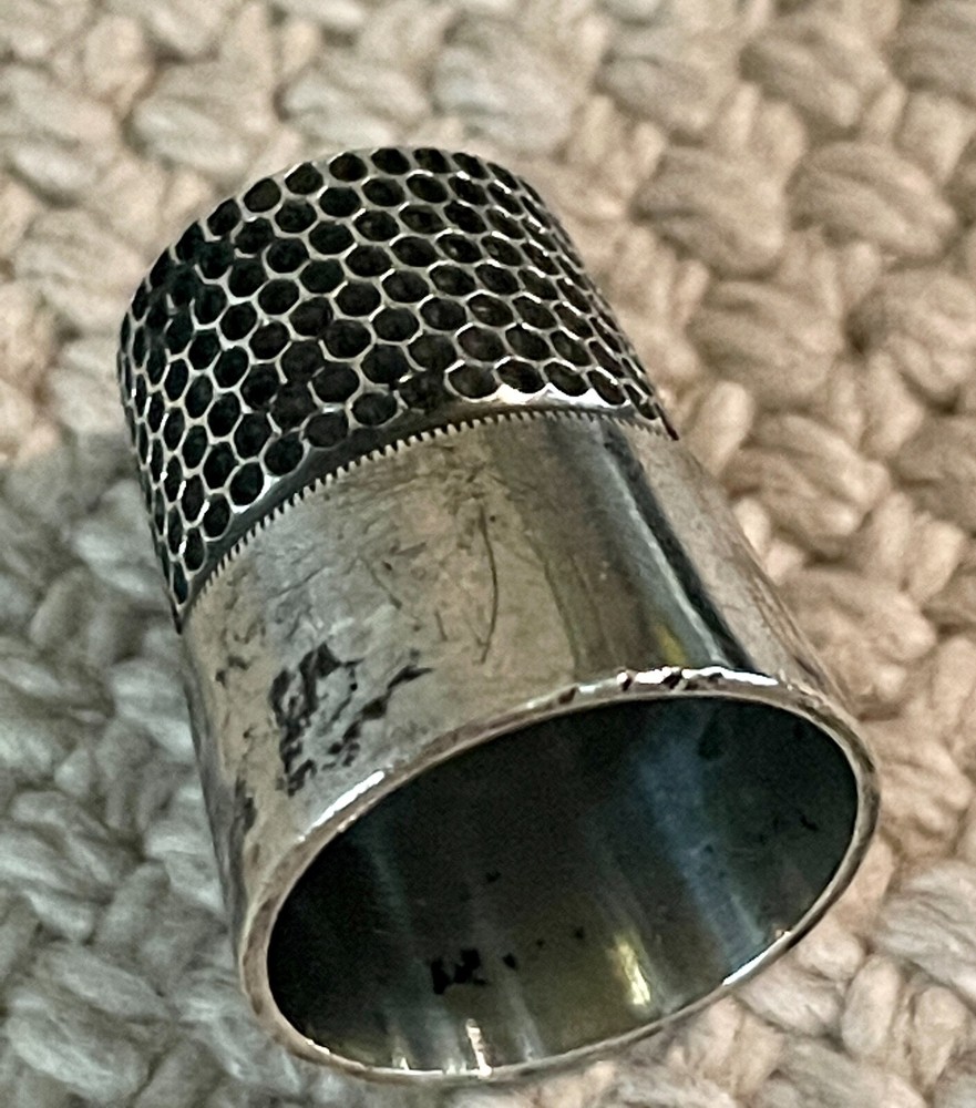 Vintage #8 Sterling Silver Thimble, Monogrammed, Marked