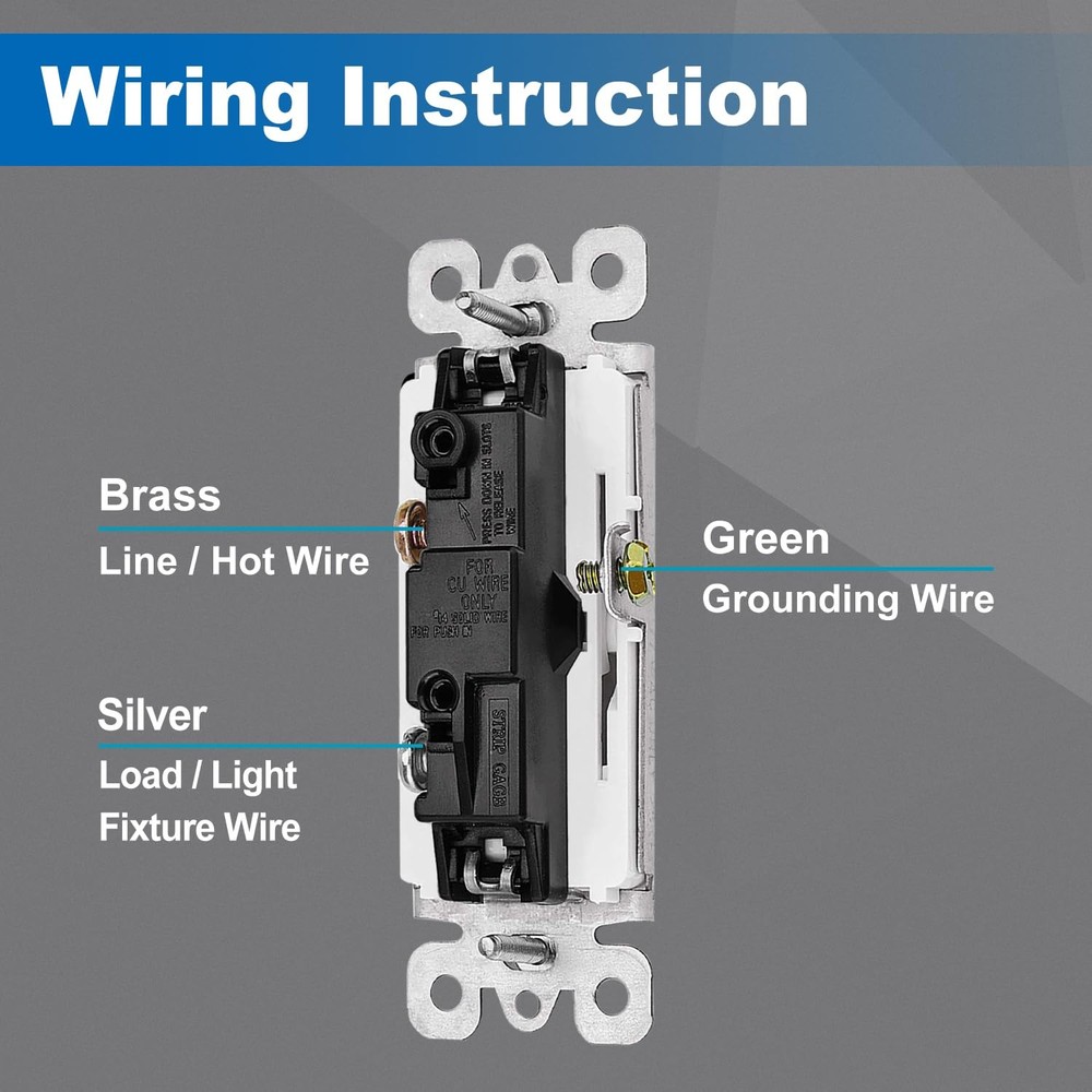 BESTTEN 10 Pack Single Pole Decorator Light Switch with Pole, white