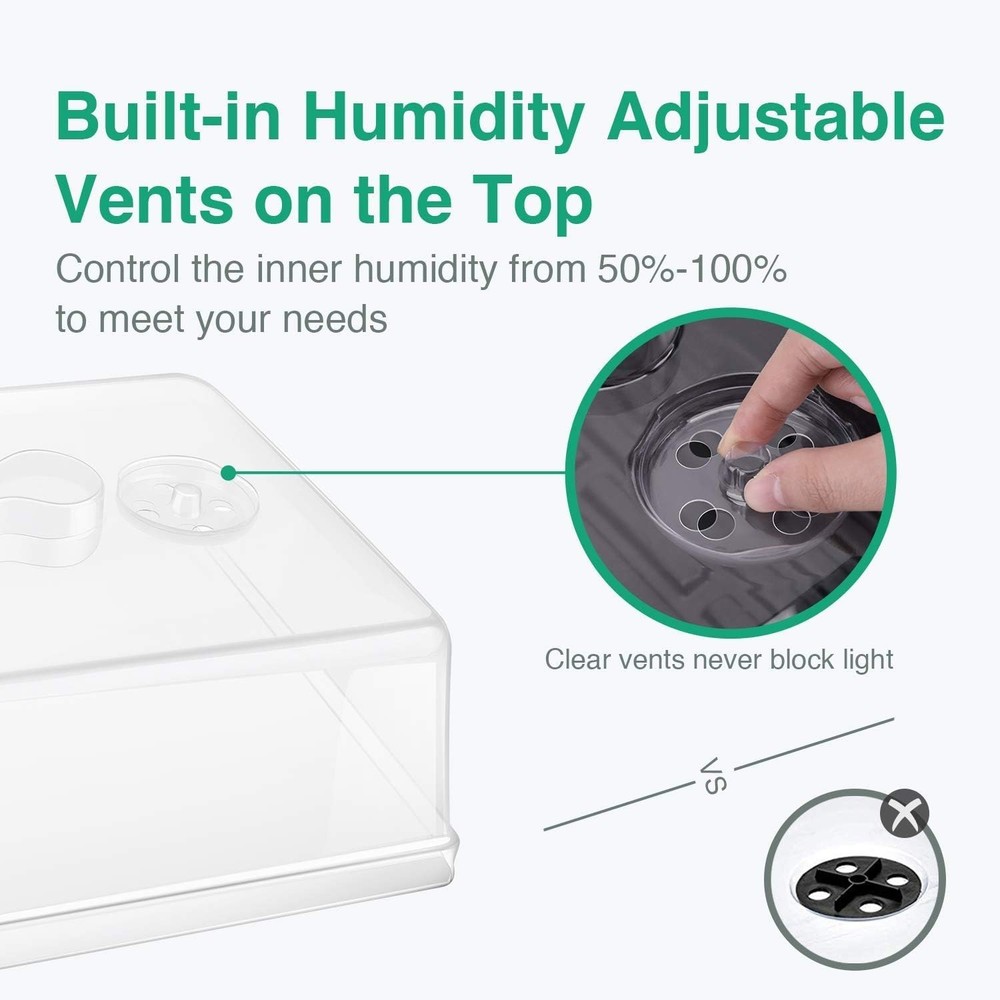 Plastic Seed Starter Trays with Humidity Domes 3-Pack for Seedlings Germination