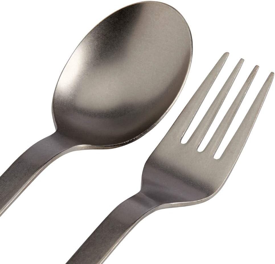 Ultralight Titanium Fork & Spoon Set - Durable Camping Utensils with Travel Case