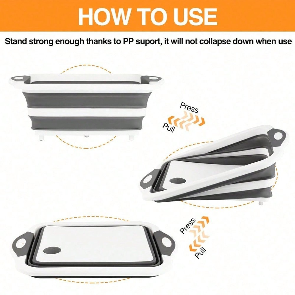 Collapsible Cutting Board - Foldable Multi-function Dish Tub - Washing and Drain