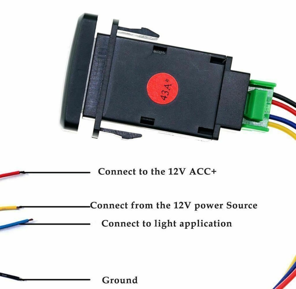 32mm 4-Pole Push Button 12V Switch W/LED Light for Add-on Indicator Lights