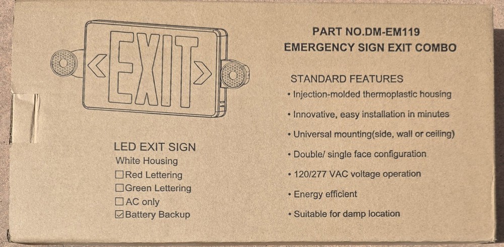 Amico Red LED Emergency Exit Lights Double or Single Sided with Battery Back up