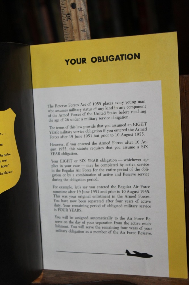 1950's US Air Force Reserve Selective Service Booklet