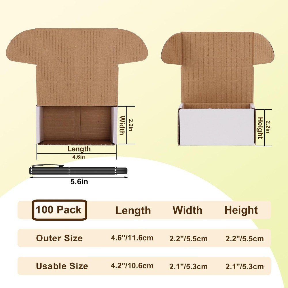 WIFTREY 100 Pack 4.6x2.2x2.2 Small Shipping - 100 Pack, White