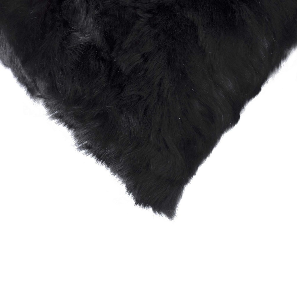 12 X 20 Black Wool Throw Pillow