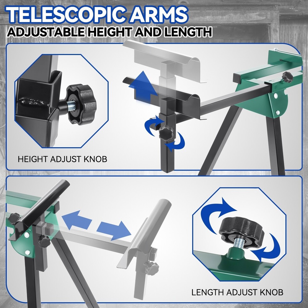 Miter Saw Stand Quick Attach Compact & Folding Quick Release Mounting Brackets