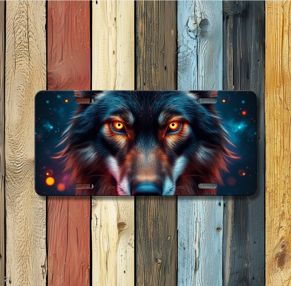 Intense Wolf License Plate Personalized Car Tag Birthday Gift