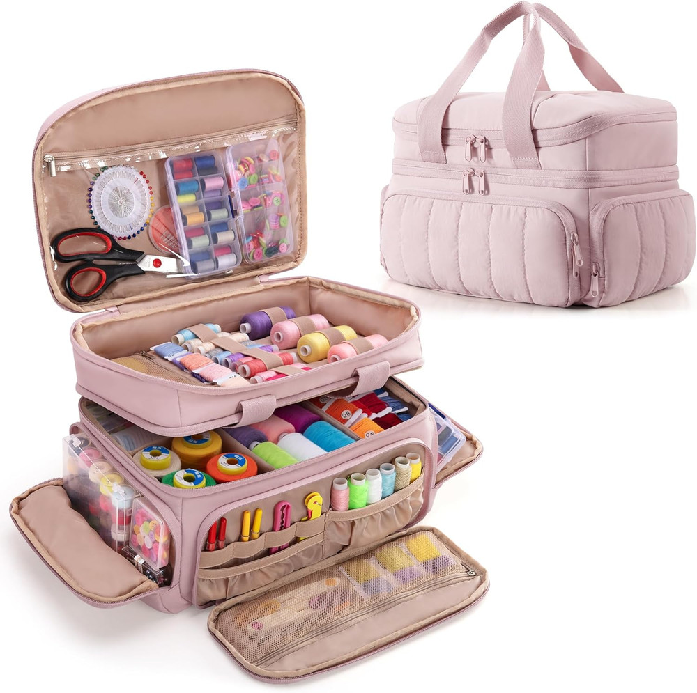 Puffer Sewing Organizer Bag, Large Capacity with Multiple Pockets and Detachable