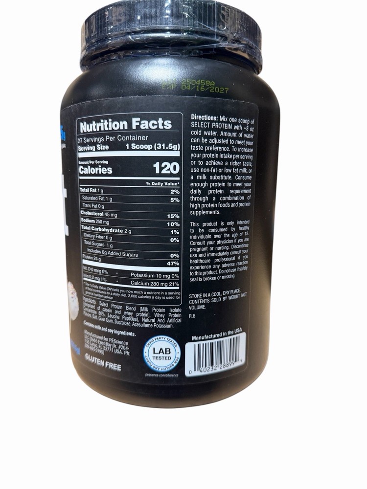 PEScience Select Protein Powder Cake Pop 27 Servings | Whey & Casein Blend Keto