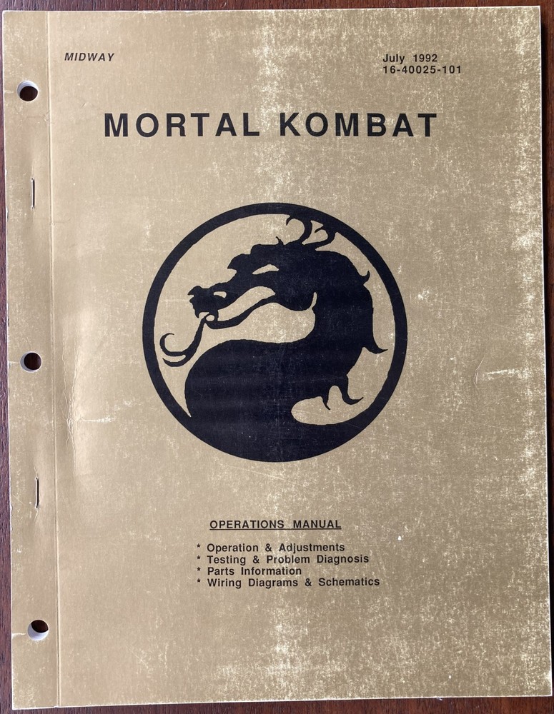 Mortal Kombat Arcade Game Manual