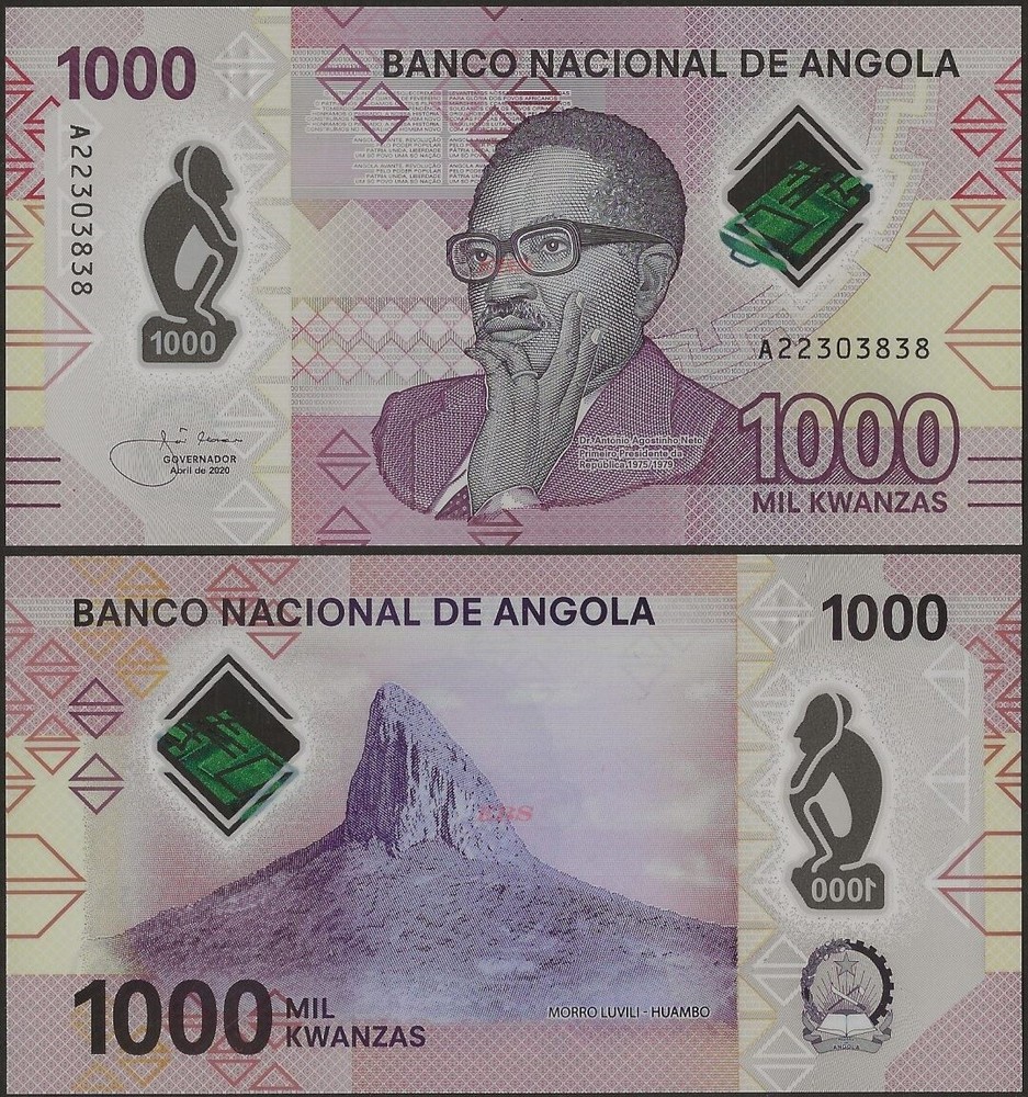 Angola 4 NOTE SET 200-2000 Kwanza 2020 Polymer Neto Banknotes@Ebanknoteshop