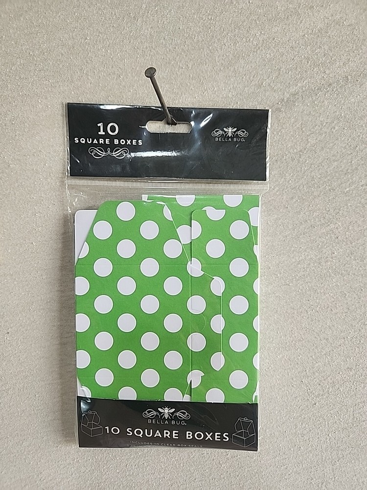 Bella Bug 10 Square Boxes 3.25" X 3.25" Green