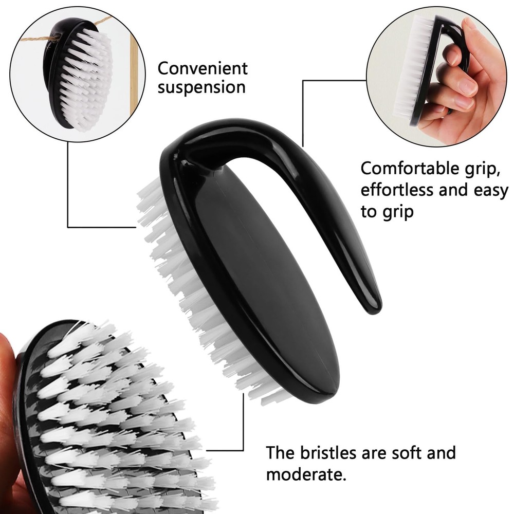 6 Pack Handle Grip Nail Brush Set, Oval-Shaped Scrub Cleaning Multicolor