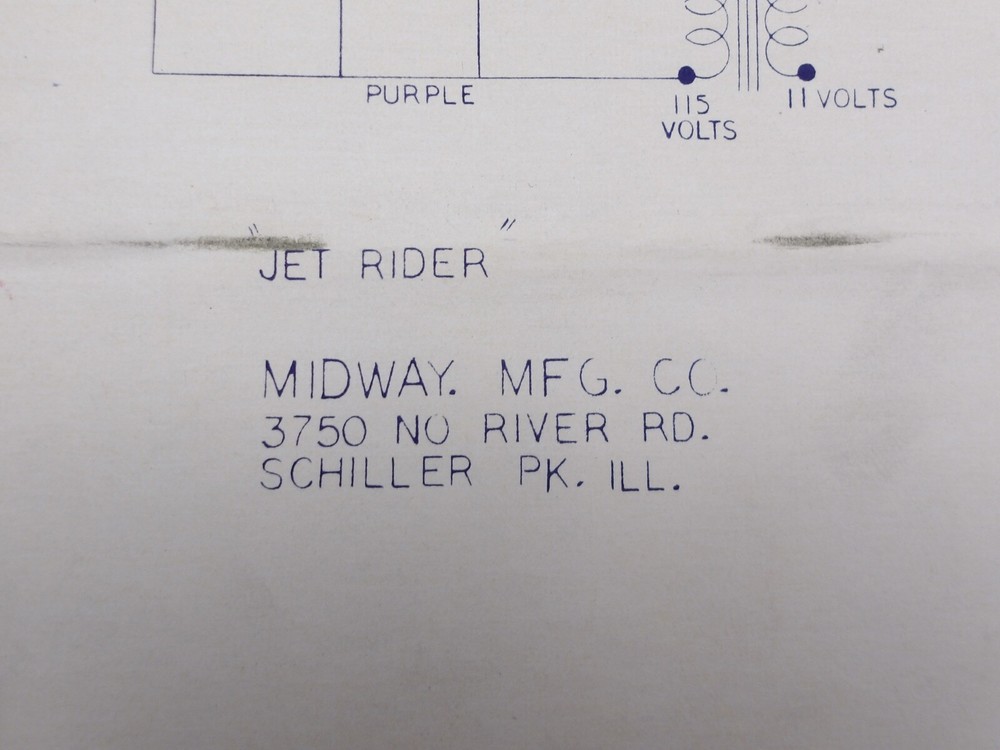 Midway- Jet Rider- Schematic -NOS