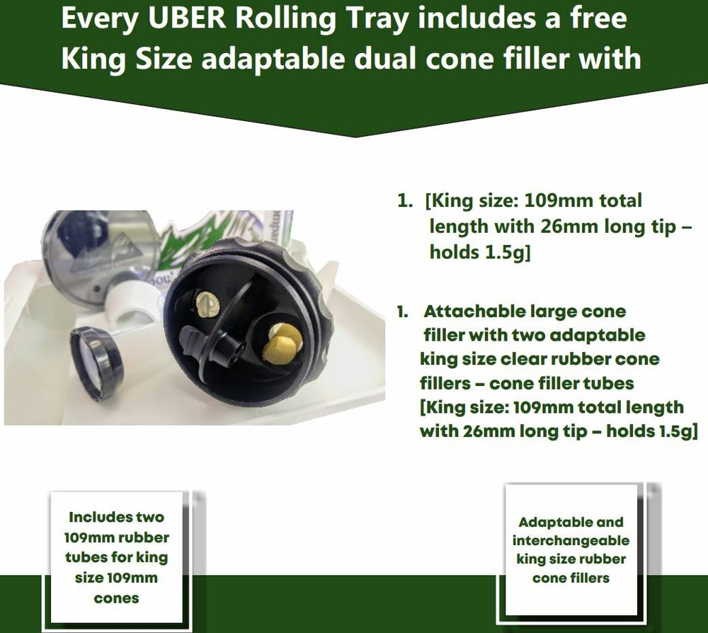 UBER Tray Rolling Tray Bundle +6 Piece Bundle LED Vibration Light