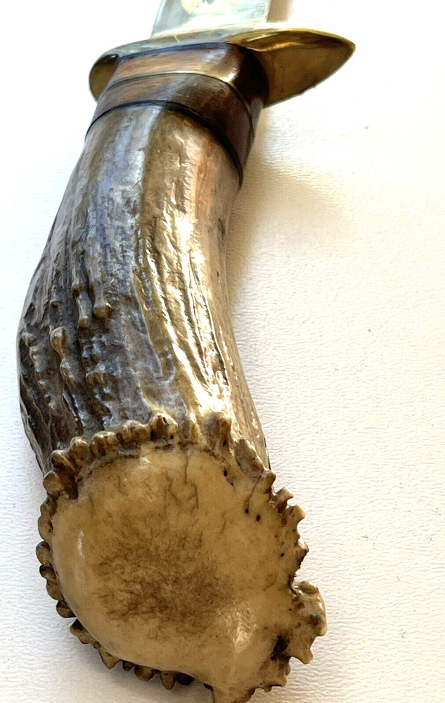Custom Marbles? Blade with Antler Handle, Custom Heavy Duty Leather Sheath