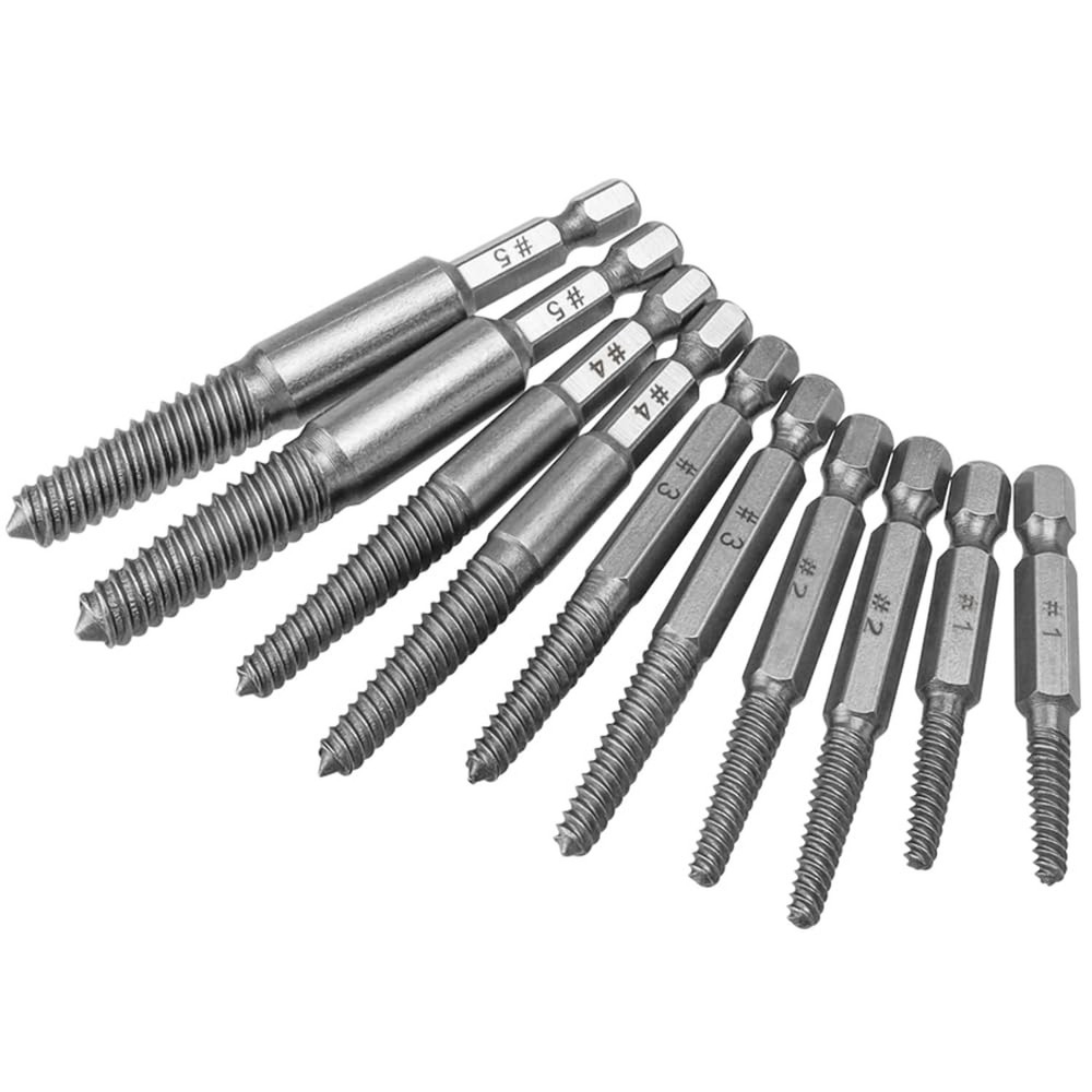 10Pcs Broken Screw Extractor Set, Stripped Screw Extractor Drill Bit Kit 1/4 ...
