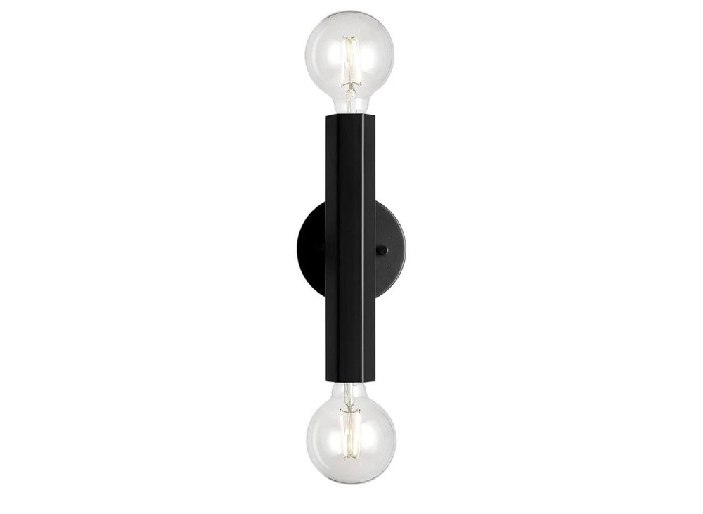 Globe Electric Noah 11 in. 2-Light Matte Black Vanity Light w/Hexagonal Bar