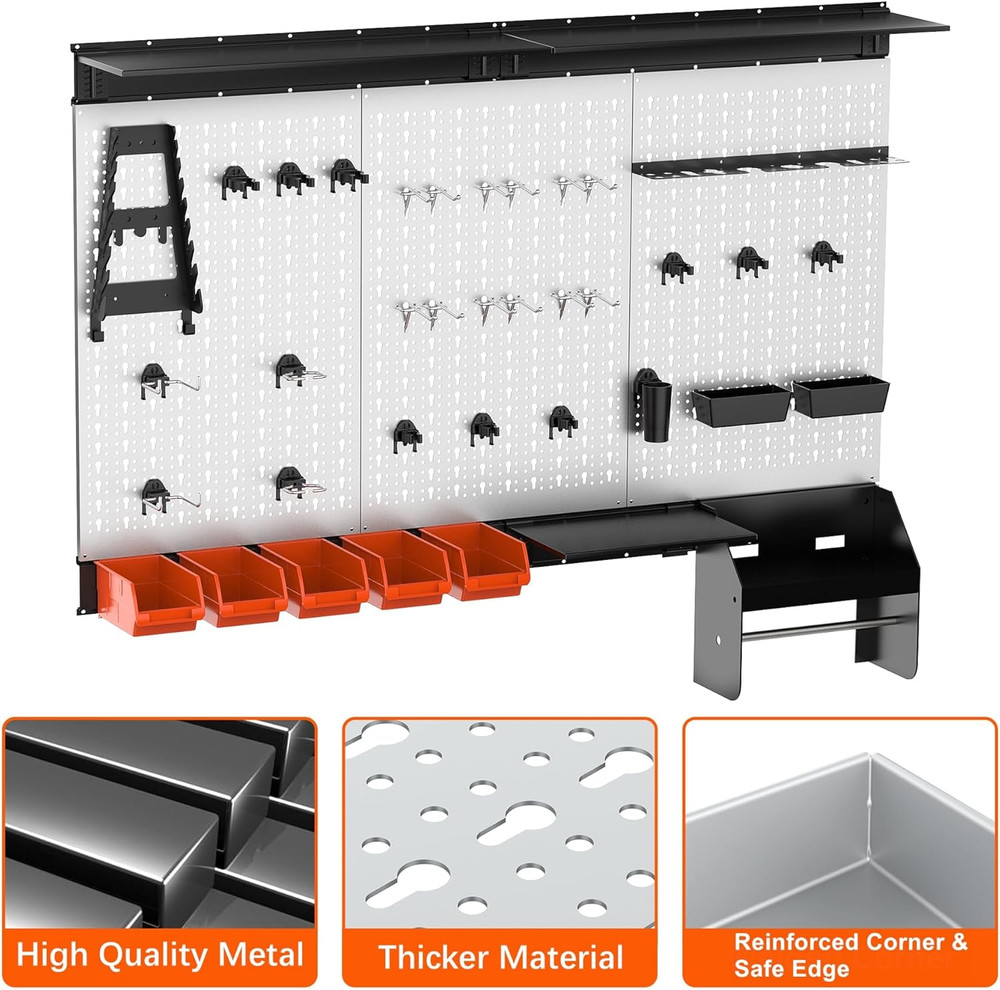 Pegboard Wall Organizer 4 Ft. Garage Metal Pegboard Tool Organizer System, Tools
