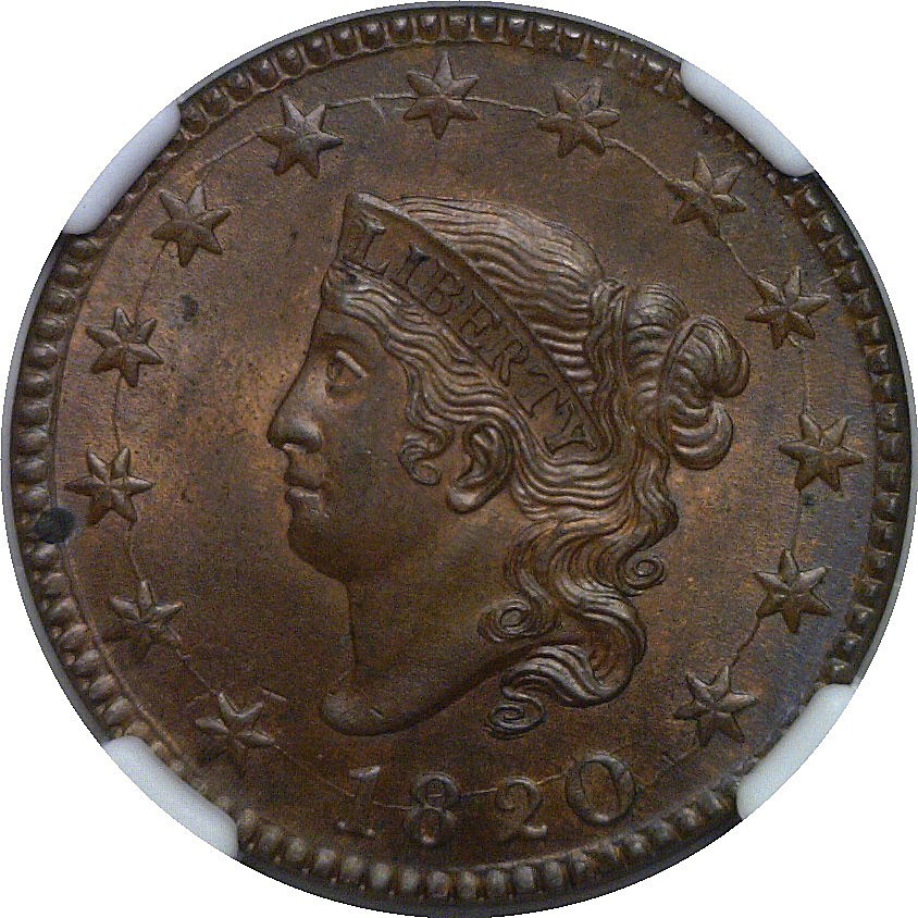 1820 Large Cent NGC MS-63 BN