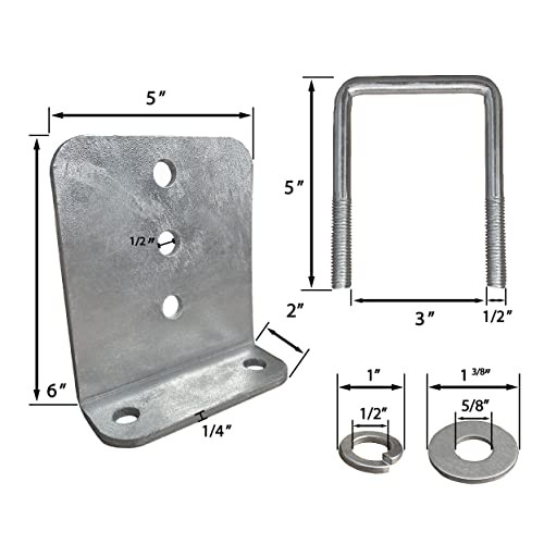 6" Galvanized L-Type Bunk Bracket Kit for Boat Trailer, fits 3x3 Cross 8 Pack