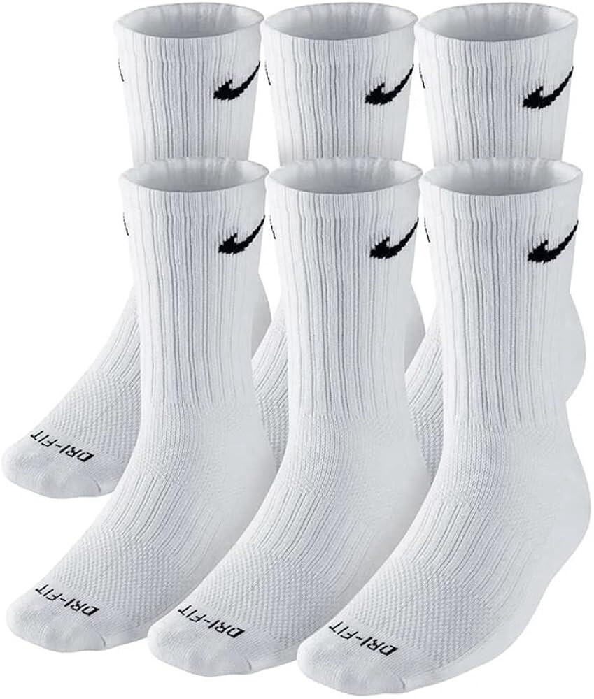 Nike Dri-FIT Everyday Training Crew Socks, 6 pack (Medium 6-8)