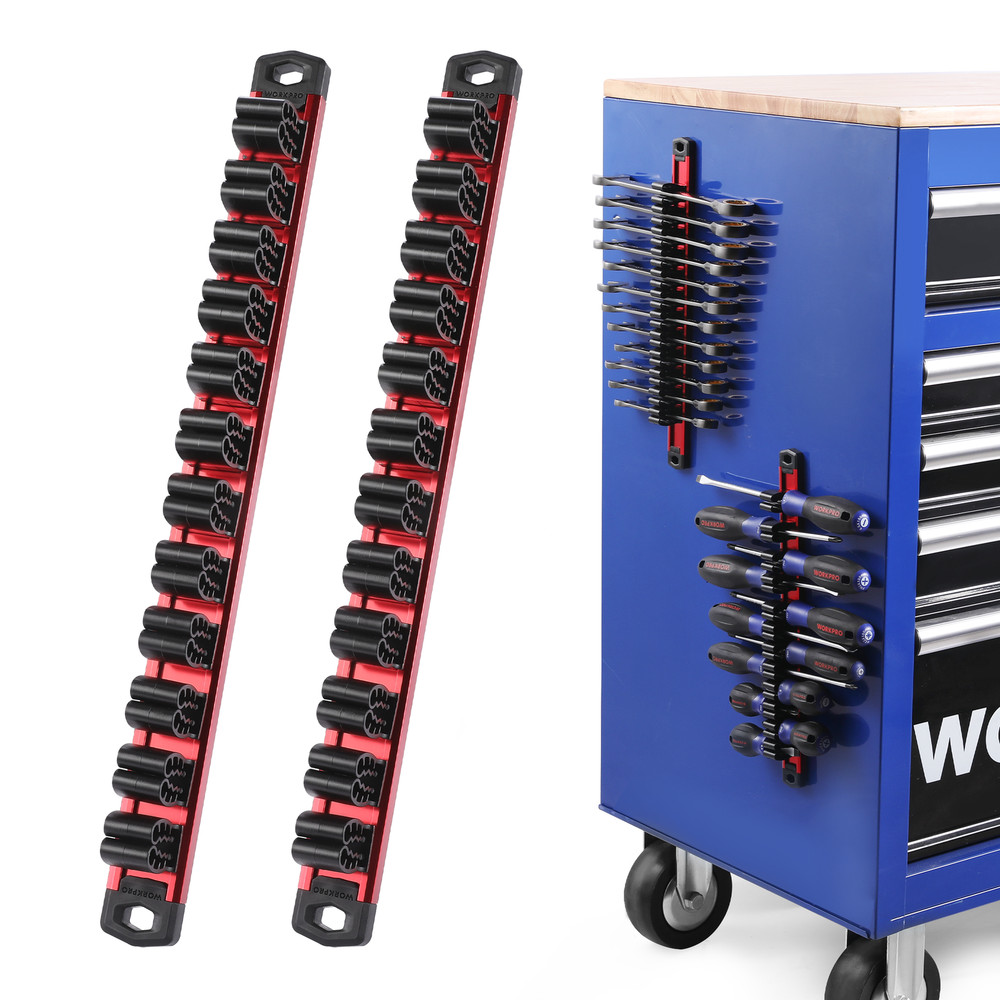 WORKPRO 2PC Magnetic Screwdriver Organizer&Wrench Organizer (Tools not Included)