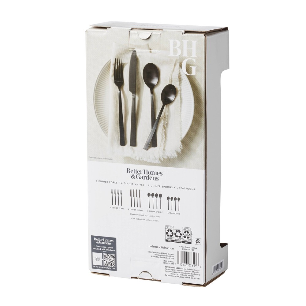River 16-Piece Black Stainless Steel Flatware Set (Service for 4)