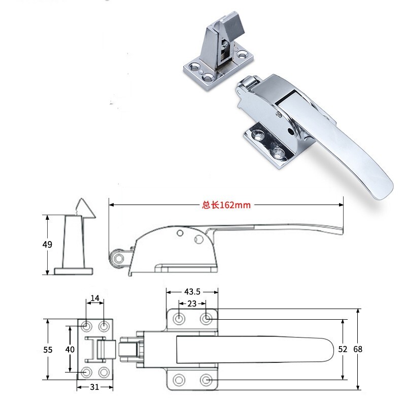 Adjustable Latch Spring Loaded Walk In Freezer Cooler Door Handle Grip Hardware