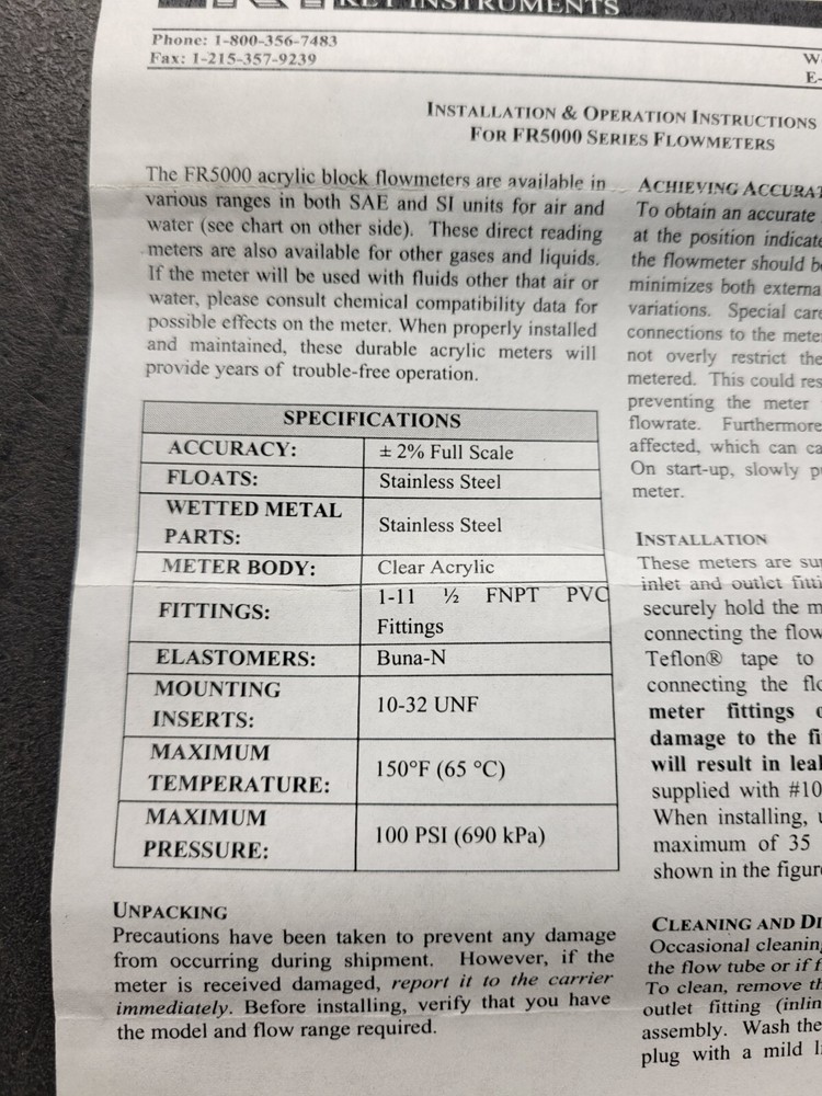 Key Instruments FR5L56PI Flowmeter.
