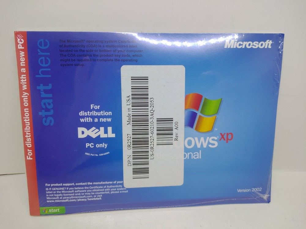 Microsoft Windows XP Professional Service Pack 1 Dell Reinstallation CD SEALED