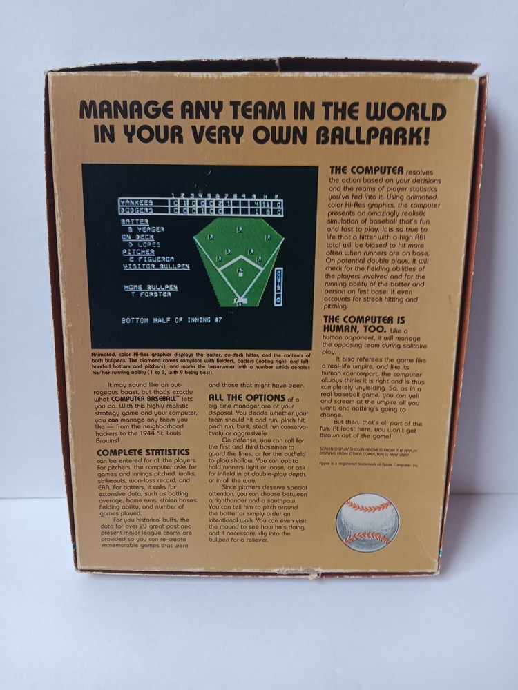 Computer Baseball Commodore 64 Mini Strategic Solutions Box Only - Damage, AS IS
