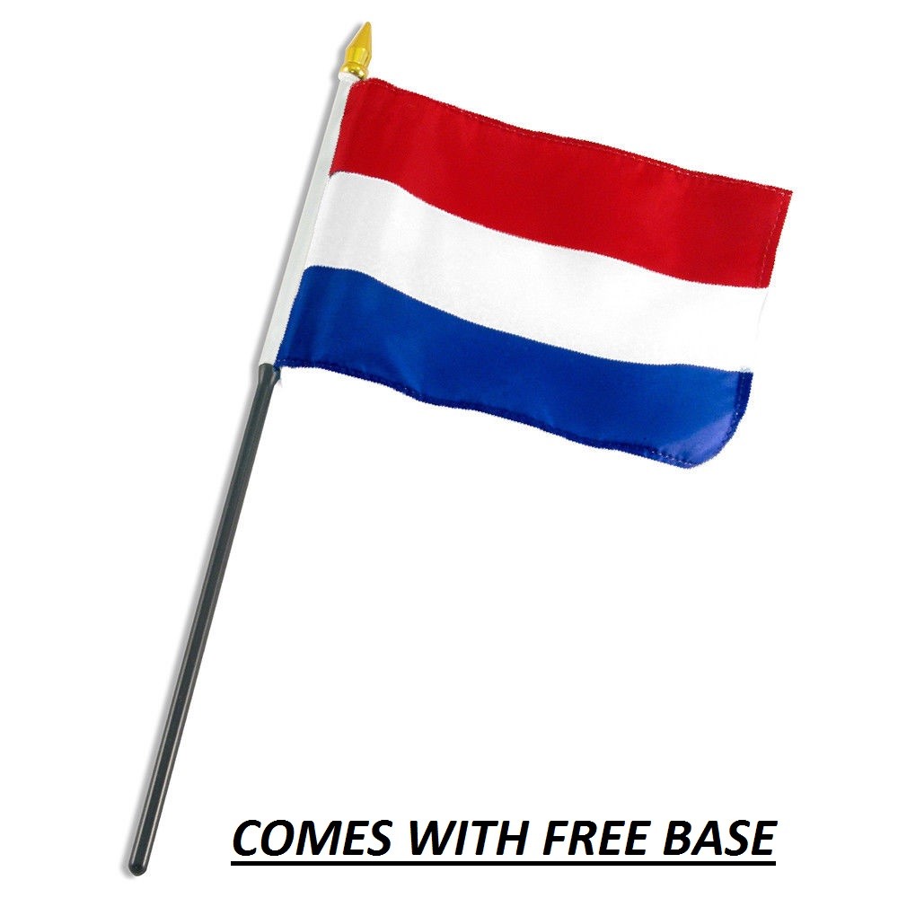 NETHERLANDS  FLAG DESK SET WITH BASE 4x6 INCHES - TABLE STICK FLAG