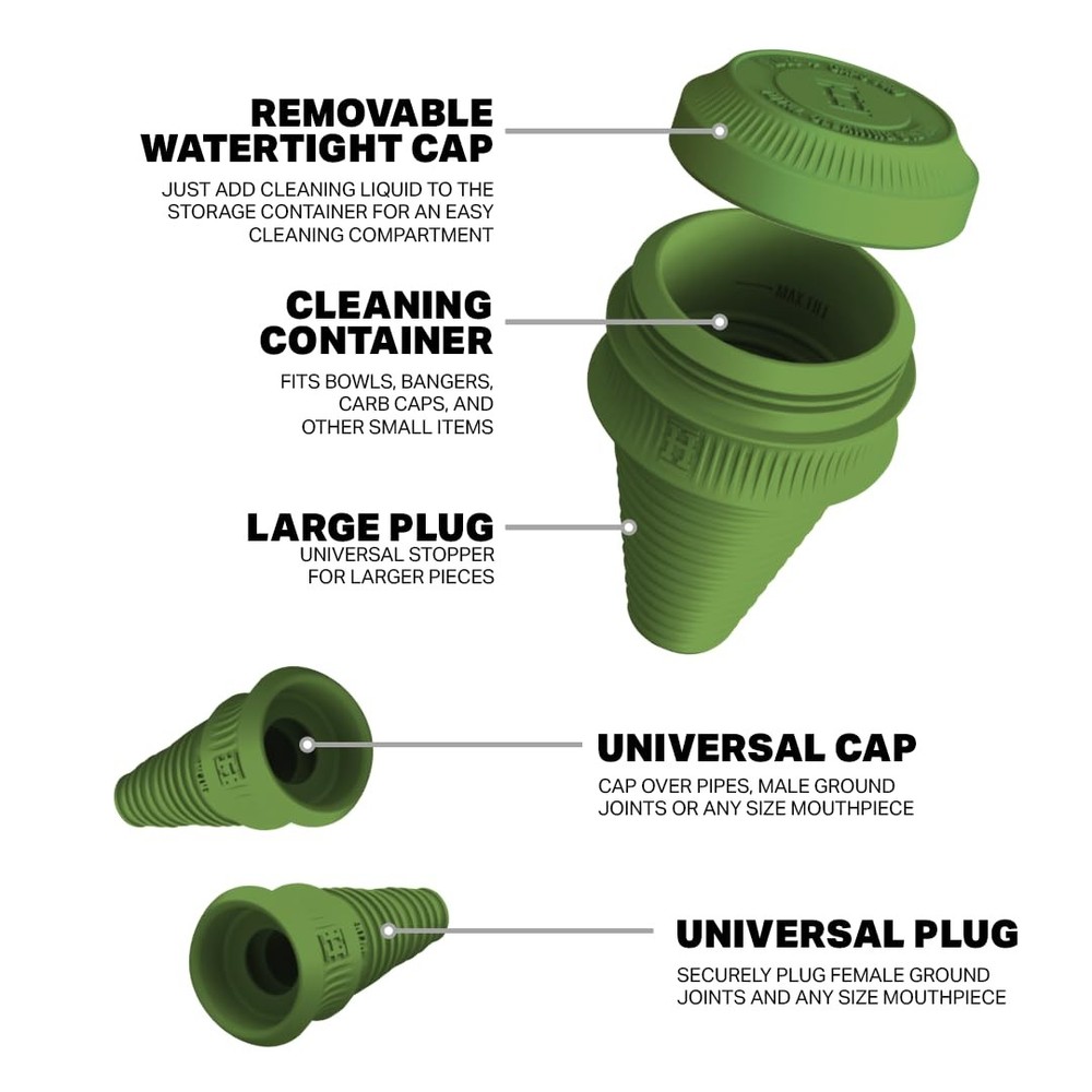 HEMPER Cleaning Plugs + Caps PRO – Silicone Stoppers & Green