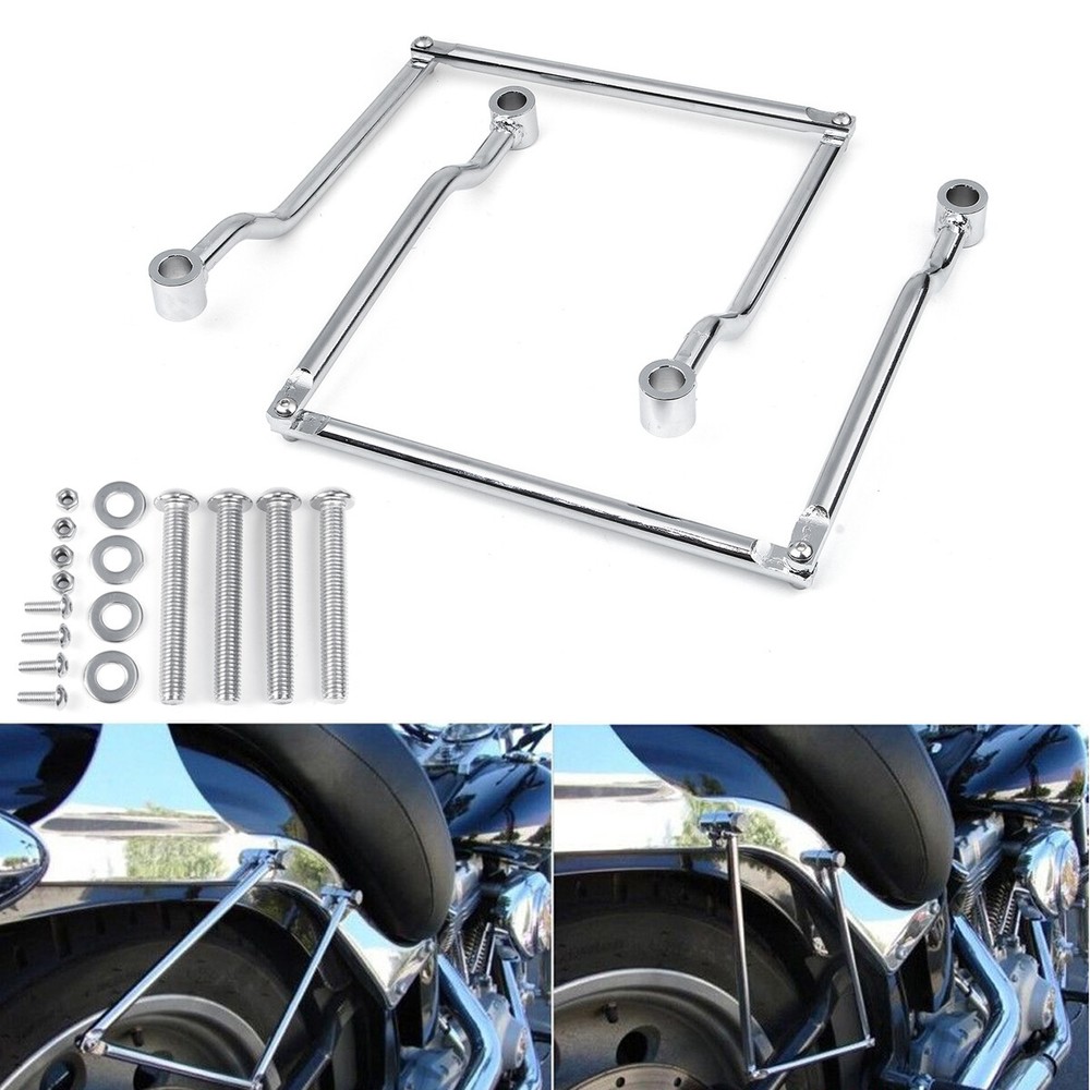 Universal Motorcycle Side Saddle Bag Support Bars Adjustable Mount Bracket Rack