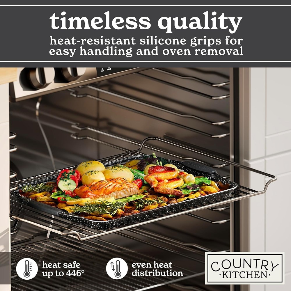 Country Kitchen Nonstick Stackable Bakeware Set Black, 4 Pcs