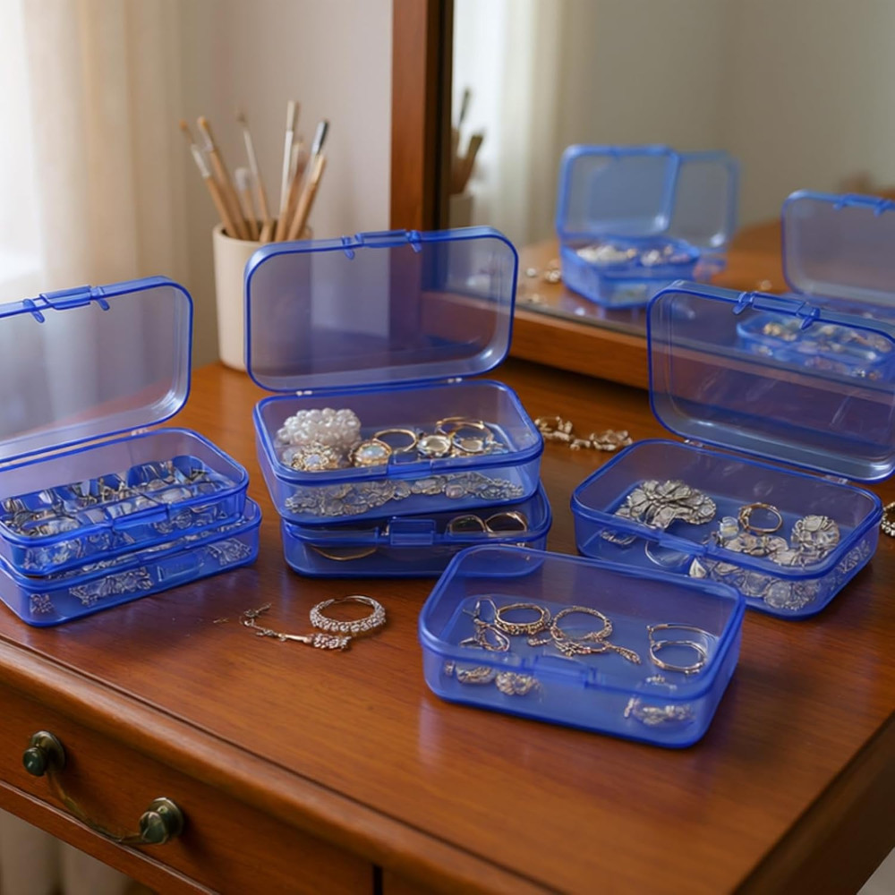 12 Pieces Mini Rectangular Plastic Boxes Empty Storage Organizer Containers with