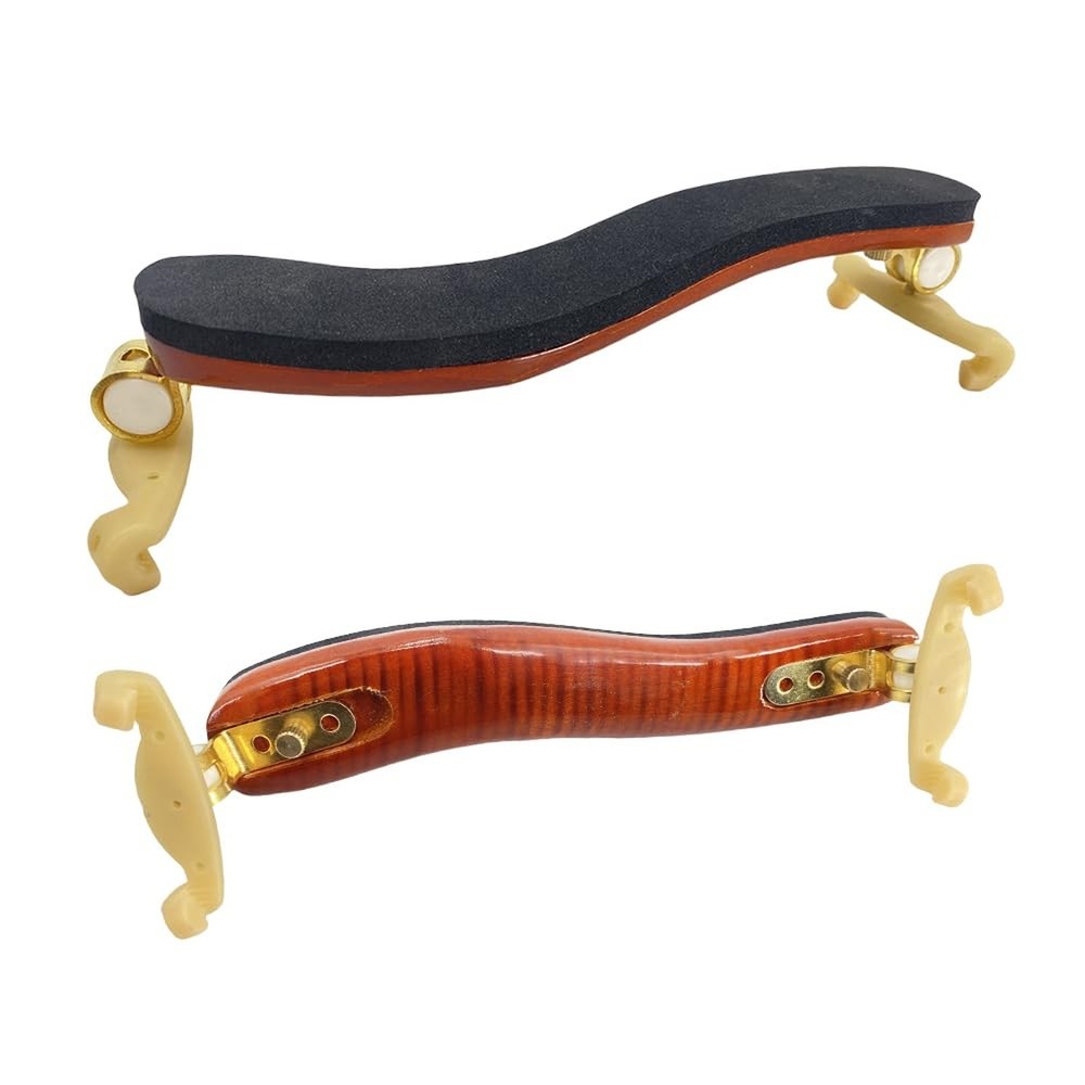 Violin Shoulder Rest 4/4 Full Size, Adjustable Width Flame Maple Wood 3/4