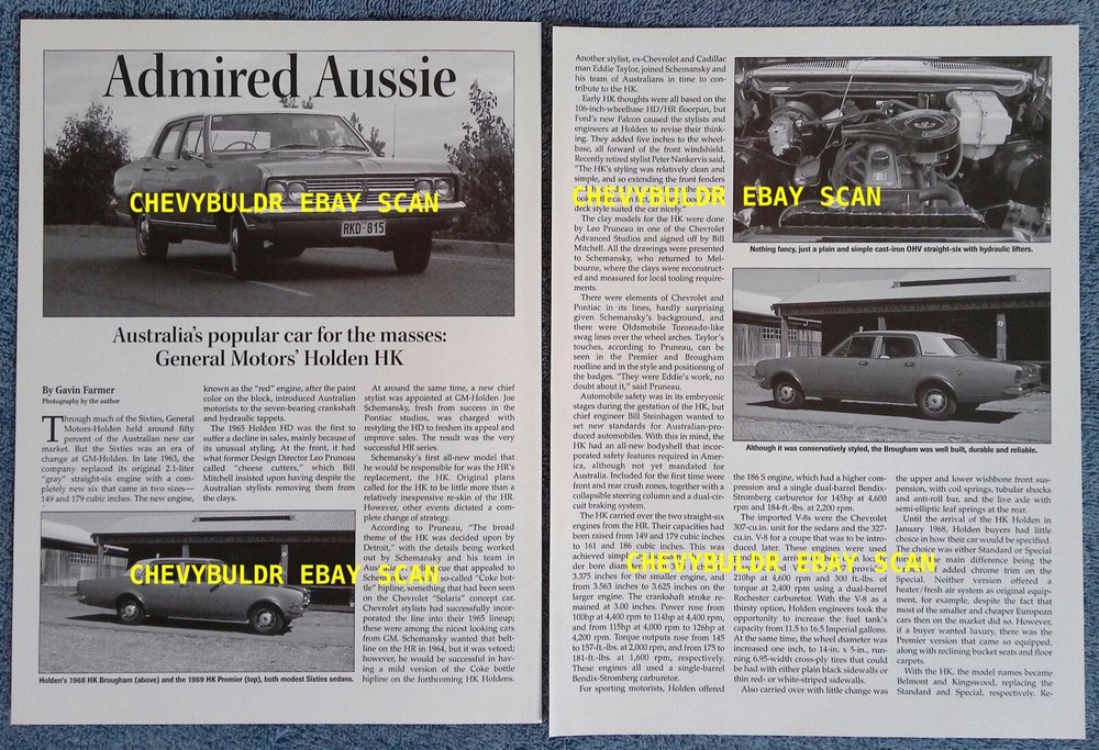 1968 Holden HK History Info Article "Admired Aussie"