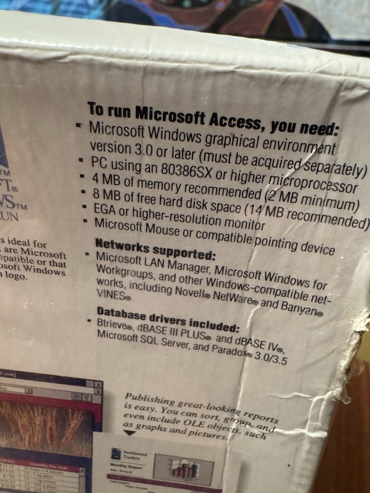 Vintage Microsoft Access v1.0 DBMS Software for Windows NIB Still Sealed