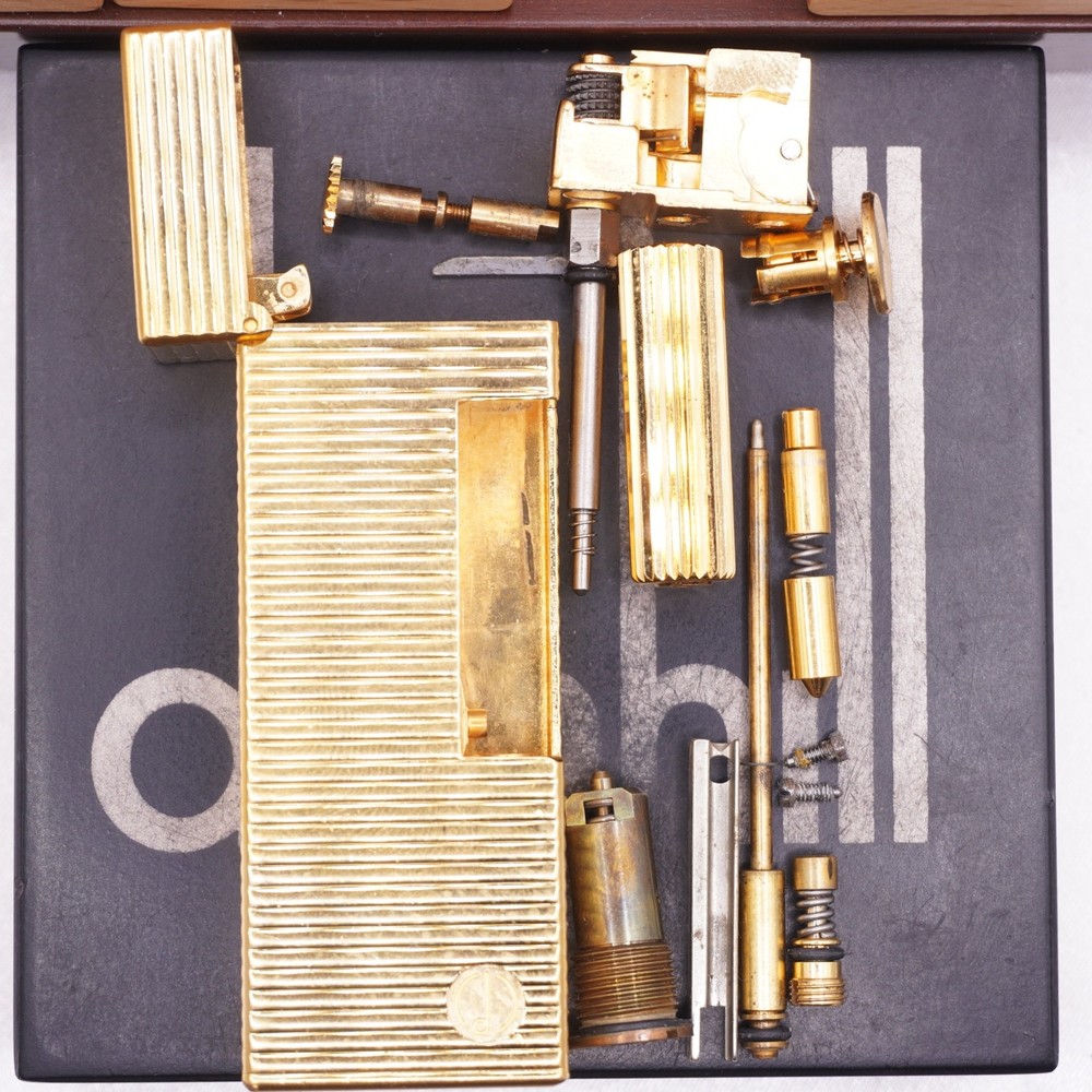 Dunhill Lighter Gold Horizontal stripe_Ultrasonically Cleaned_Working