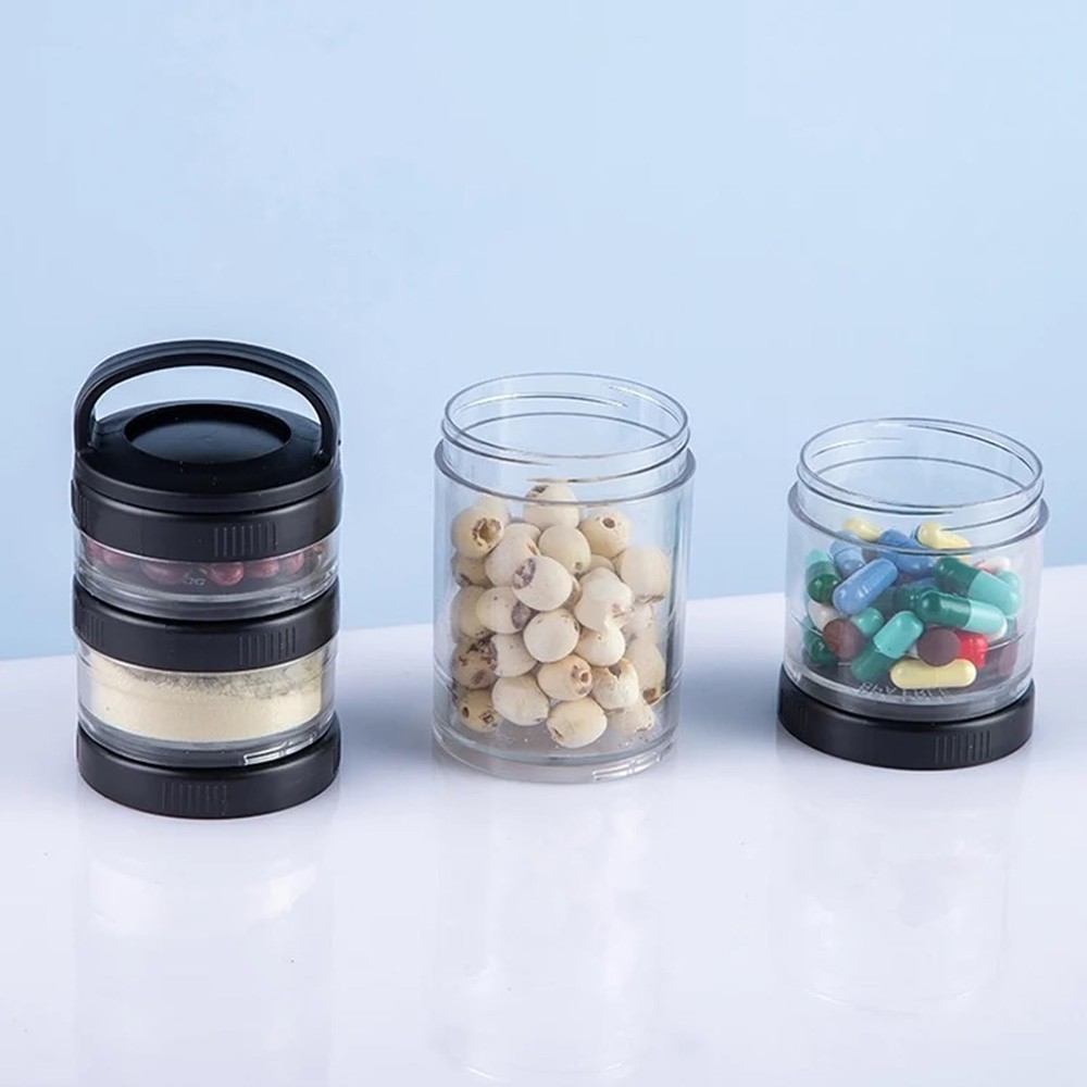 Manwetye 2PCS Stackable Snack Container and Protein Powder Black, Green