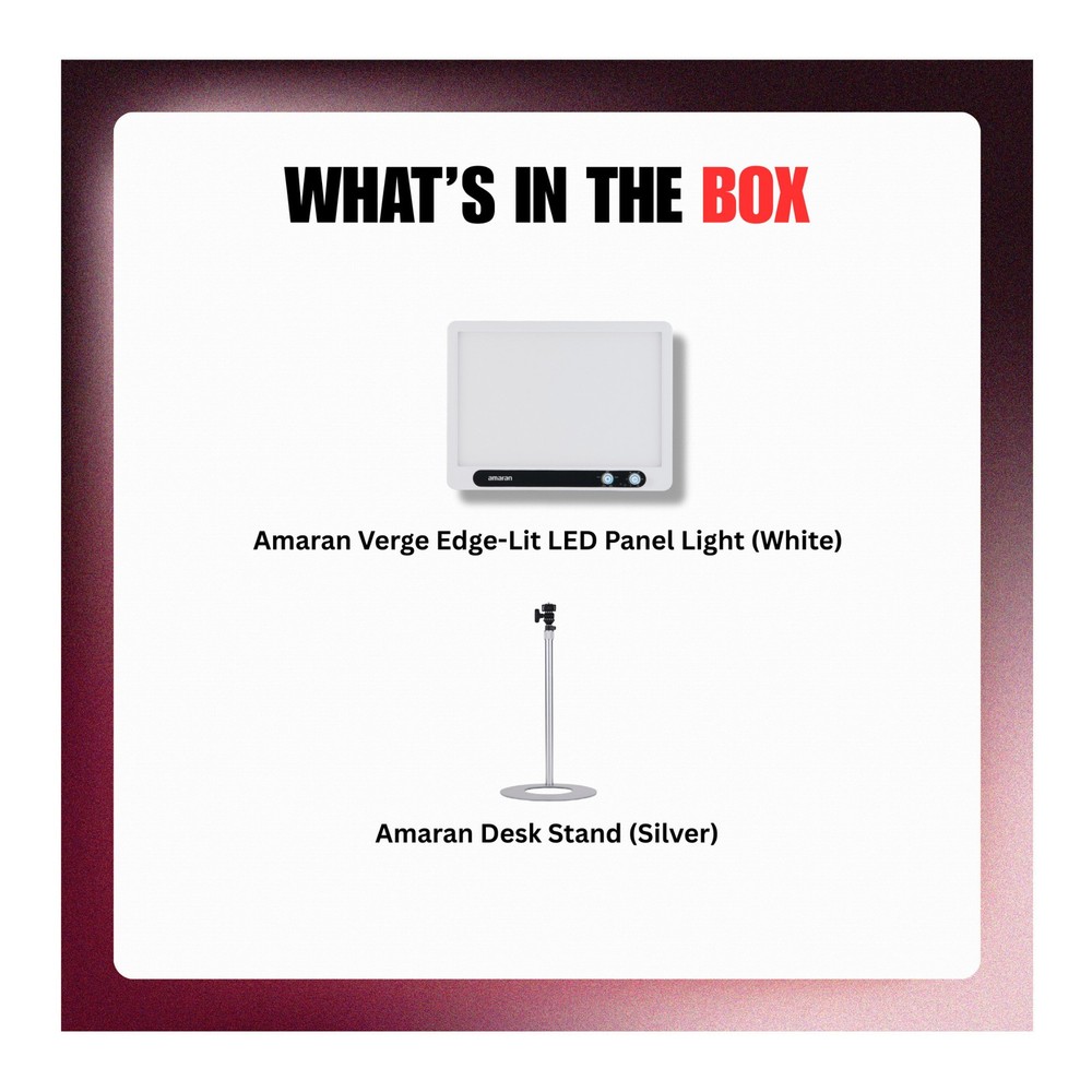 Amaran Verge Edge-Lit Flicker-Free Eye-Safe LED Panel Light (White, US) Bundle