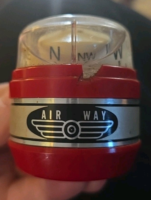 Vintage Air-Way Auto Boat Red Compass Circa
