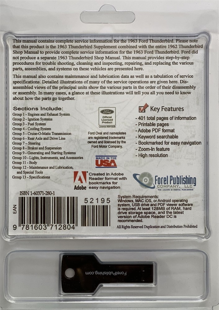 1963 Ford Thunderbird Shop Manual (USB)