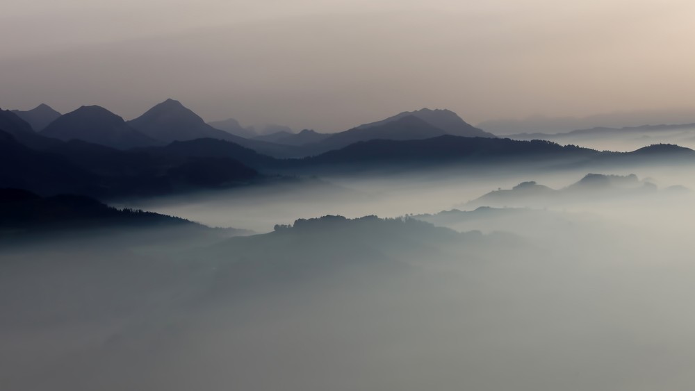 Landscape mist mountains Custom Gaming Mat Desk