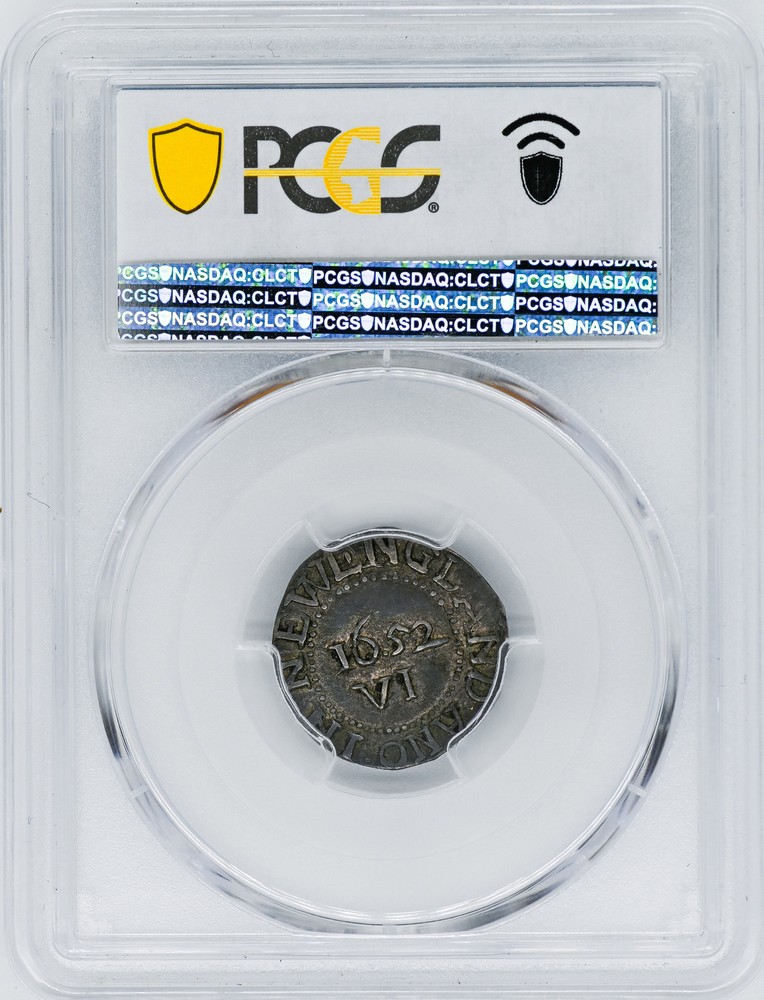 1652 OAK TREE 6 PENCE PCGS AU 55