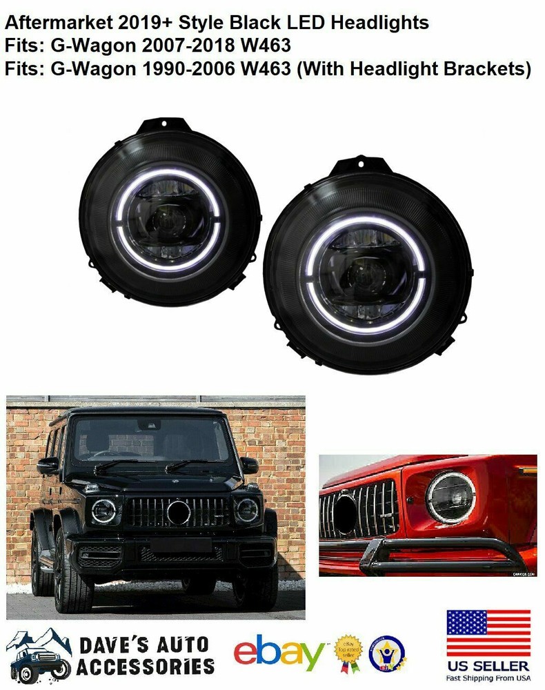 Aftermarket 2022+ Style Black LED Headlights | G63 G500 G550 W463 07-18 Facelift